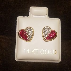 14k Gold  Broken Heart Earrings .
